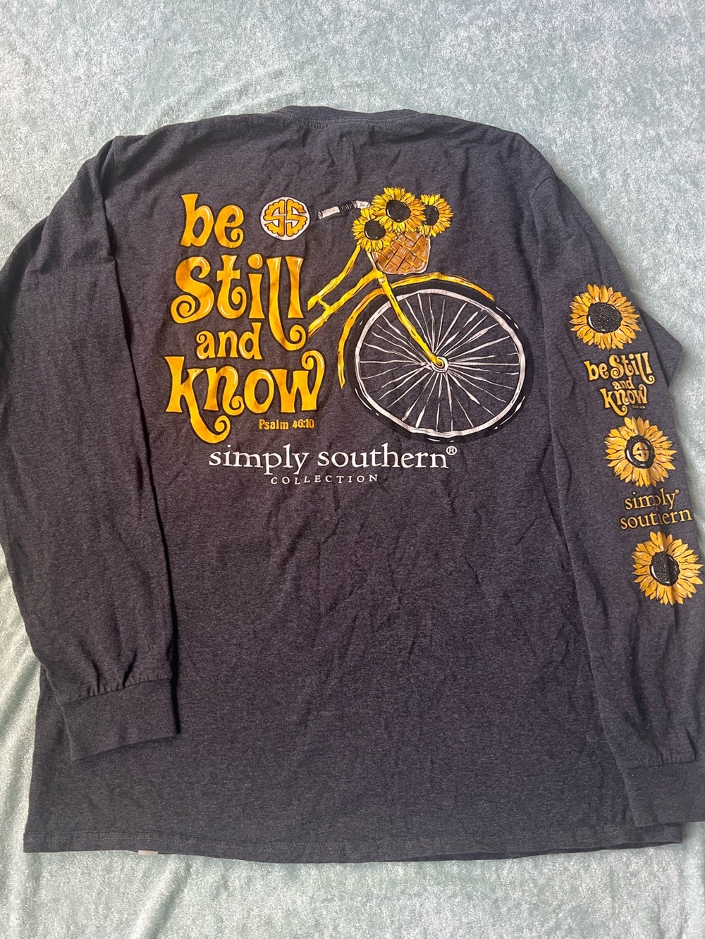 Simply Southern Preppy Be Still And Know Sunflower Long Sleeve T-Shirt S